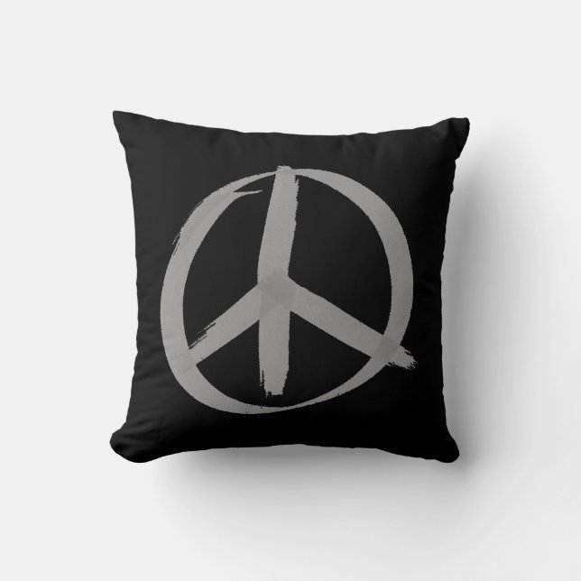 Gray Peace Sign Kissen (Vorderseite)