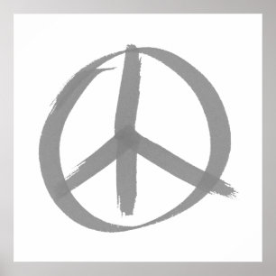 Gray Peace Sign Poster