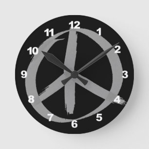 Gray Peace Sign Runde Wanduhr