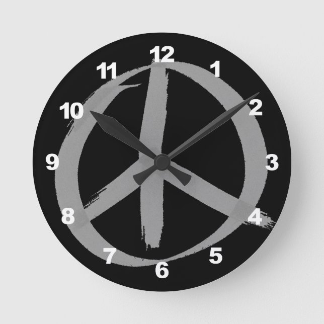Gray Peace Sign Runde Wanduhr (Vorderseite)