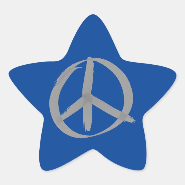 Gray Peace Sign Star Sticker (Vorderseite)