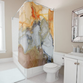 Gray Peach Marbled Abstrakt Duschvorhang