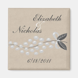 Gray Pearls Perchment Save the Date Magnet