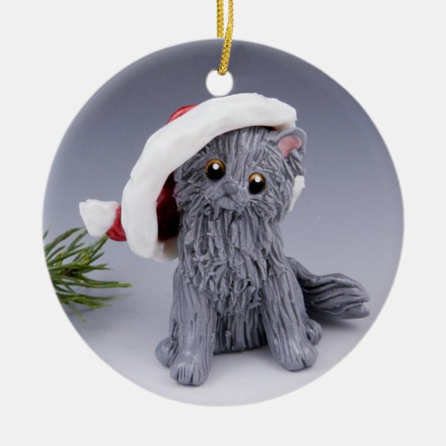 Gray Persian Cat Keramik Ornament (Vorne)