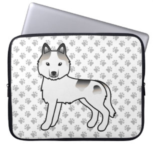Gray Piebald Siberian Husky Niedlich Cartoon Dog Laptopschutzhülle