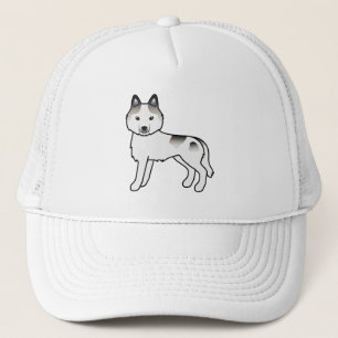 Gray Piebald Siberian Husky Niedlich Cartoon Dog Truckerkappe