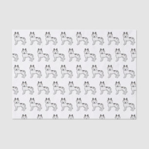 Gray Piebald Siberian Husky Niedlich Hund Muster Seidenpapier