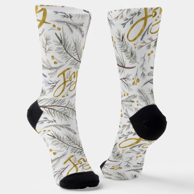 Gray Pine Twigs Glittering Joy Socken (Gewinkelt)