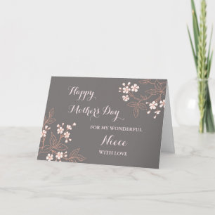Gray Pink Blume Niece Happy Mother Day Karte