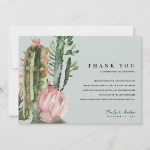 GRAY PINK DESERT CACTUS FLORAL WATERCOLOR WEDD DANKESKARTE