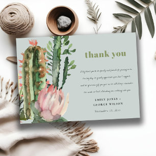 GRAY PINK FLORAL CACTI FOLIAGE WEDEDGE DANKE EINLADUNG