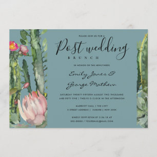GRAY PINK FLORAL DESERT CACTI POST WEDING BRUCH EINLADUNG