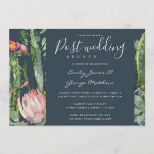 GRAY PINK FLORAL DESERT CACTI POST WEDING BRUCH EINLADUNG