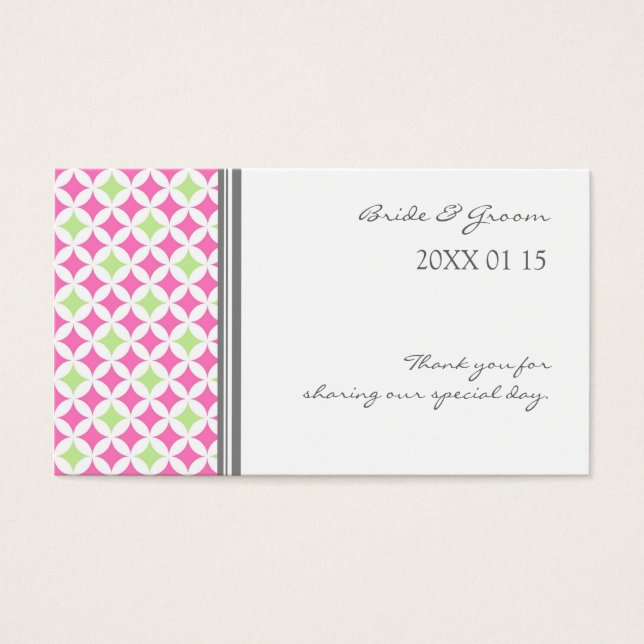 Gray Pink Limone Gastgeschenk Hochzeit Tags (Vorderseite)
