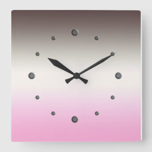 Gray pink Ombre Square Wall Clock Quadratische Wanduhr