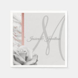 Gray & Pink Rose Gold Foil Marmor Hochzeit Serviette