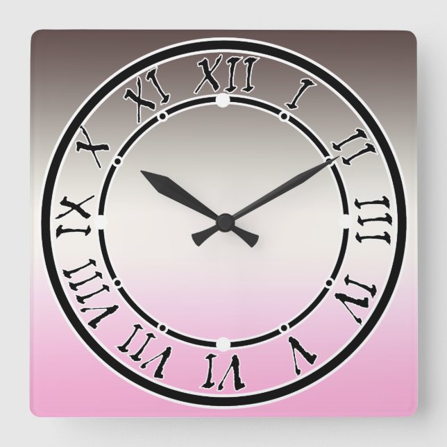 Gray Pink Shadow Quadratische Wanduhr (Vorderseite)