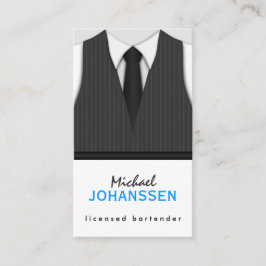 Gray Pinstripe Anzug Vest und Black Krawatte Barke Visitenkarte