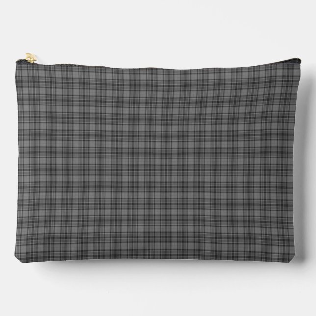 Gray Plaid Tartan Pattern Zubehörtasche (Vorderseite)