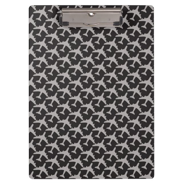 Gray Plane Airplanes Pilot Plane Aviation Aviator Klemmbrett (Vorderseite)