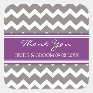 Gray Plum Zickzack Vielen Dank Gastgeschenk Hochze Quadratischer Aufkleber
