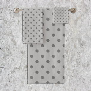 Gray Polka Dot Badhandtuch Set