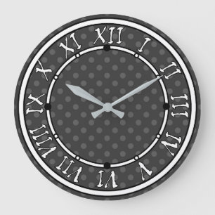 Gray Polka dot Große Wanduhr