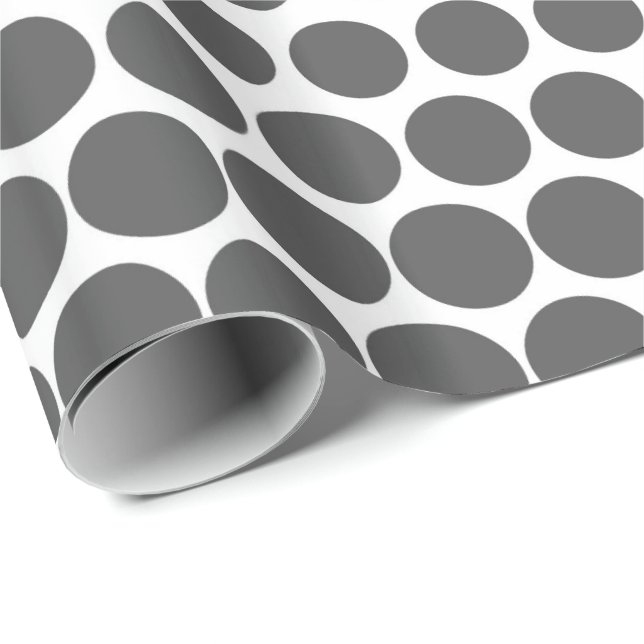 Gray Polka Dot Modern White Geschenkpapier (Rolleneckpunkt)