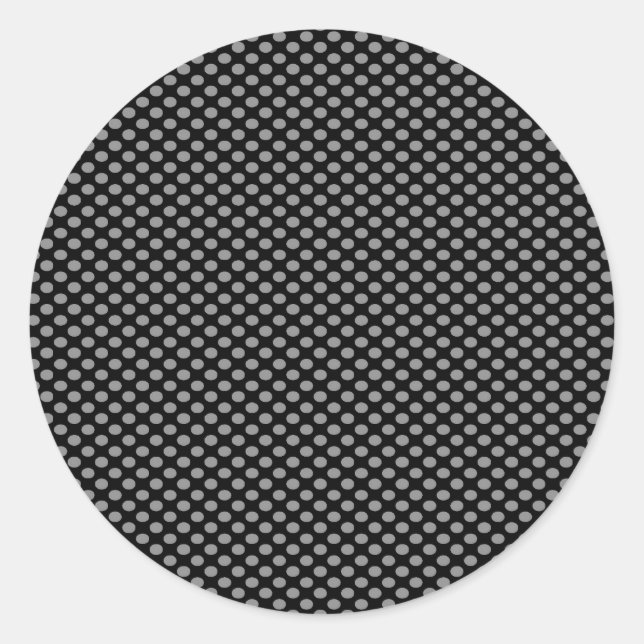 Gray Polka Dots auf Black Runder Aufkleber (Vorderseite)