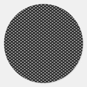 Gray Polka Dots auf Black Runder Aufkleber