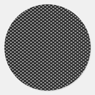 Gray Polka Dots auf Black Runder Aufkleber