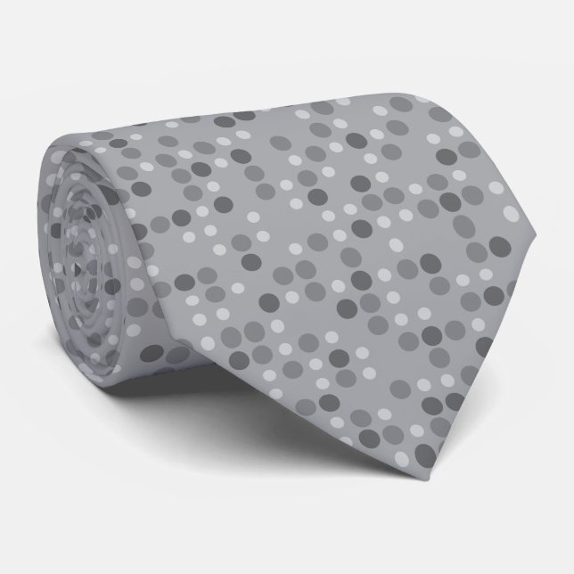 Gray Polka Dots Krawatte (Gerollt)