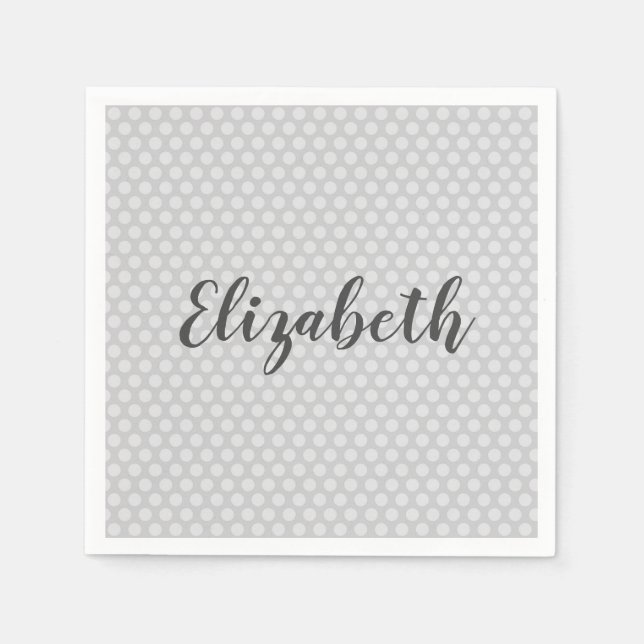 Gray Polka dots personalisieren Serviette (Vorderseite)