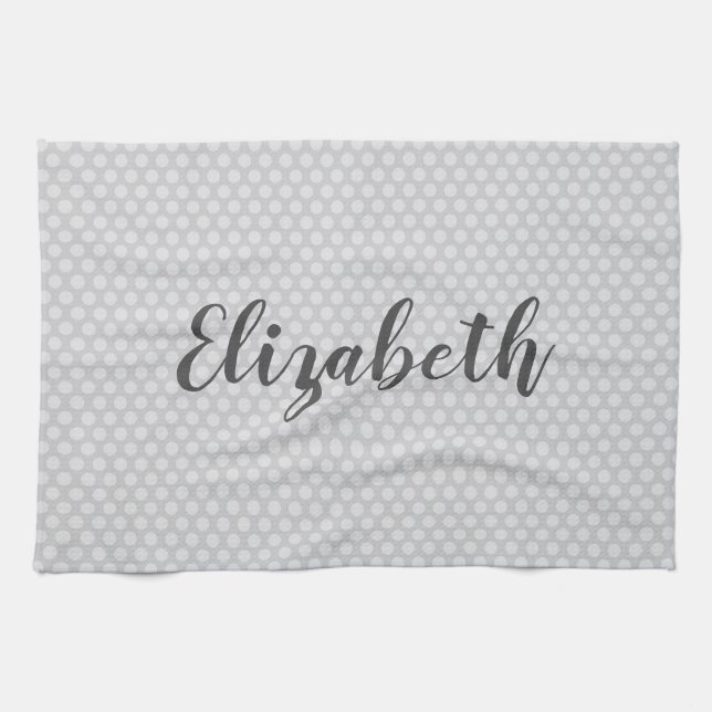 Gray Polka dots trendy Geschirrtuch (Horizontal)