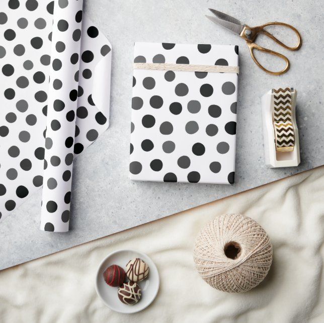 Gray Polka Dots Wrapping Paper Geschenkpapier (Kunsthandwerk)