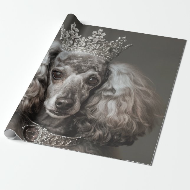 Gray Poodle als Prinzessin verkleidet Geschenkpapier (Ungerollt)
