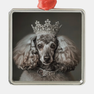 Gray Poodle als Prinzessin verkleidet Ornament Aus Metall