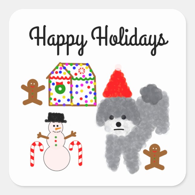 Gray Poodle Christmas #1-2 Stickers (Vorderseite)