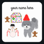 Gray Poodle Christmas #1-4 Stickers<br><div class="desc">Gray Poodle Christmas #1</div>