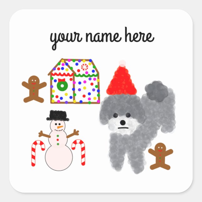 Gray Poodle Christmas #1-4 Stickers (Vorderseite)