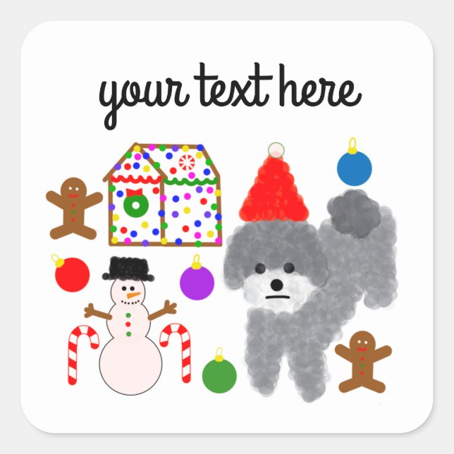 Gray Poodle Christmas #2-3 Stickers (Vorderseite)