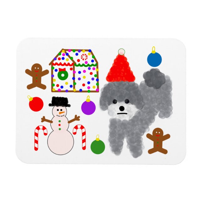 Gray Poodle Christmas #2 Magnet (Horizontal)