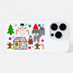 Gray Poodle Christmas #3 iPhone 14 Pro Case