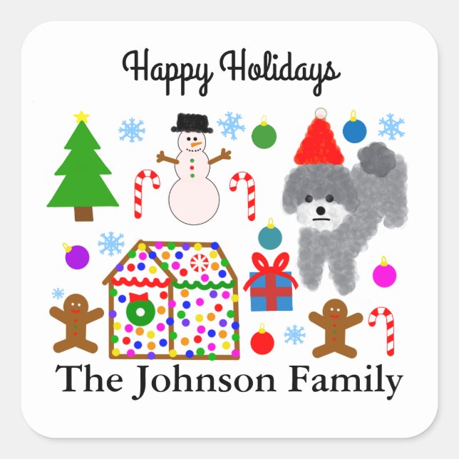 Gray Poodle Christmas #3 Stickers (Vorderseite)