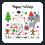 Gray Poodle Christmas #3 Stickers<br><div class="desc">Gray Poodle Christmas #3</div>