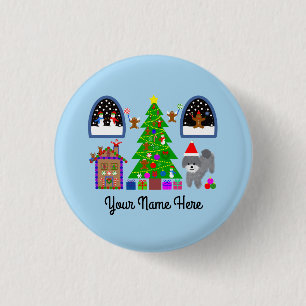 Gray Poodle Christmas #6 Button