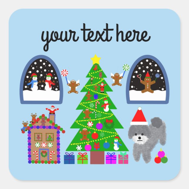 Gray Poodle Christmas #6 Stickers (Vorderseite)