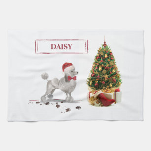 Gray Poodle Funny Christmas Dog mit Baum Geschirrtuch