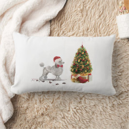Gray Poodle Funny Christmas Dog mit Baum Lendenkissen