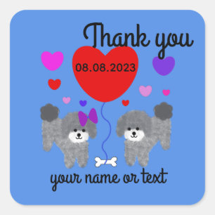 Gray Poodle Valentine #1-2 Stickers